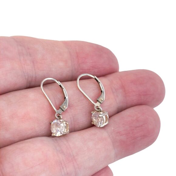 Vintage Sterling Silver 925 Cubic Zirconia Drop Earrings - Picture 1 of 7
